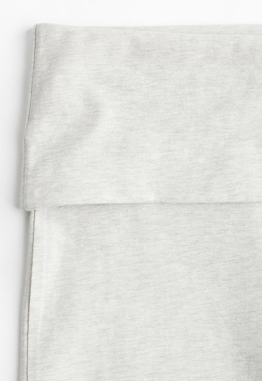 H&M - Foldover-waist jersey trousers - light grey marl 