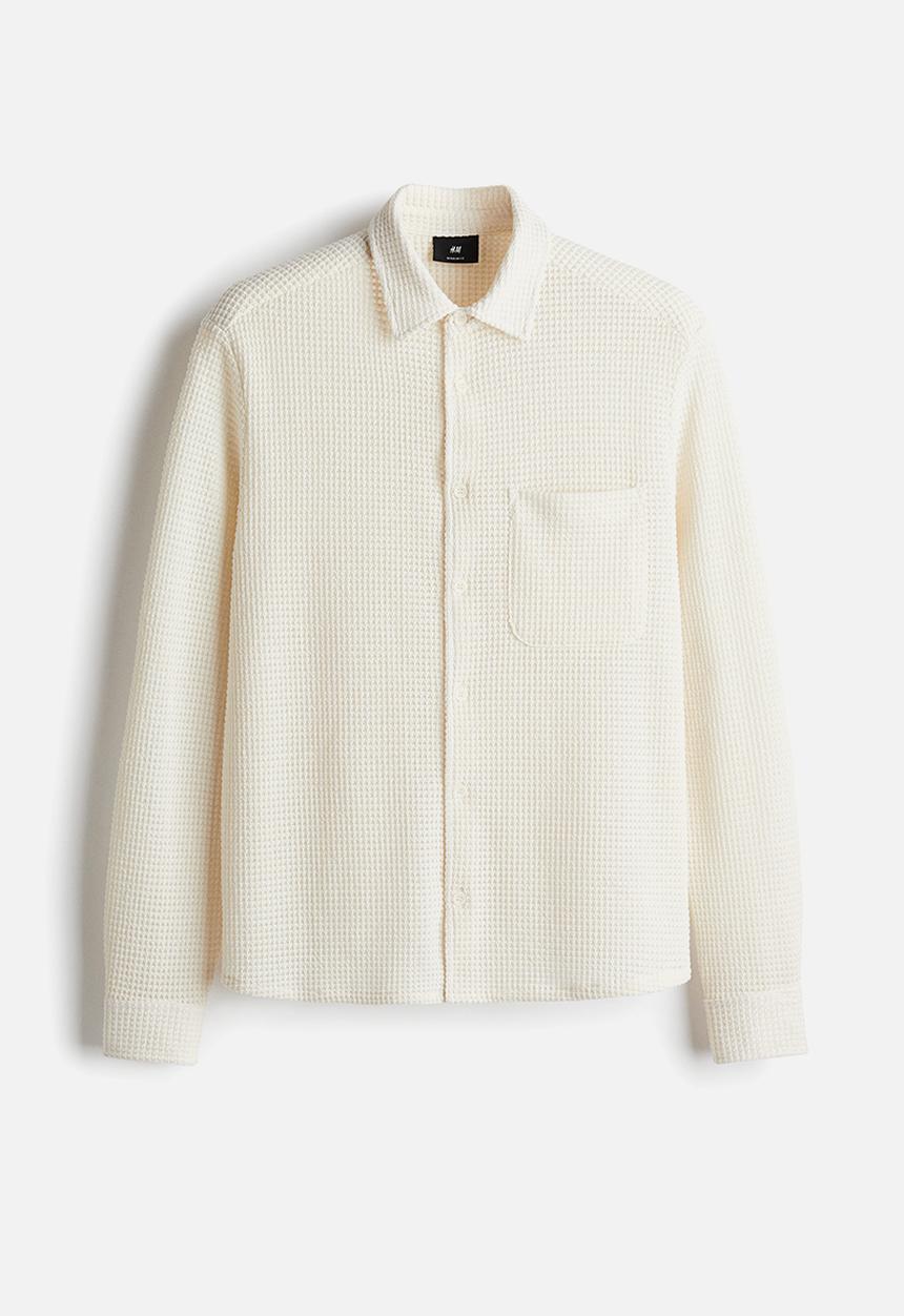 H&M - Regular fit waffled shirt - cream