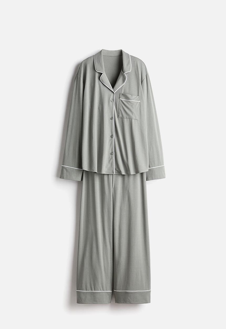 H&M - Viscose-blend pyjamas - light khaki green