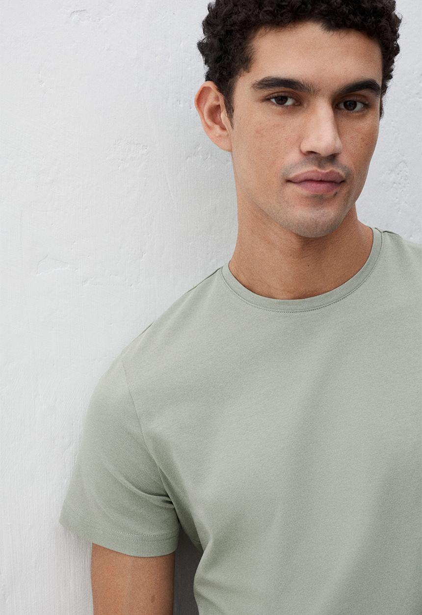 H&M - Slim fit round-necked t-shirt - light sage green