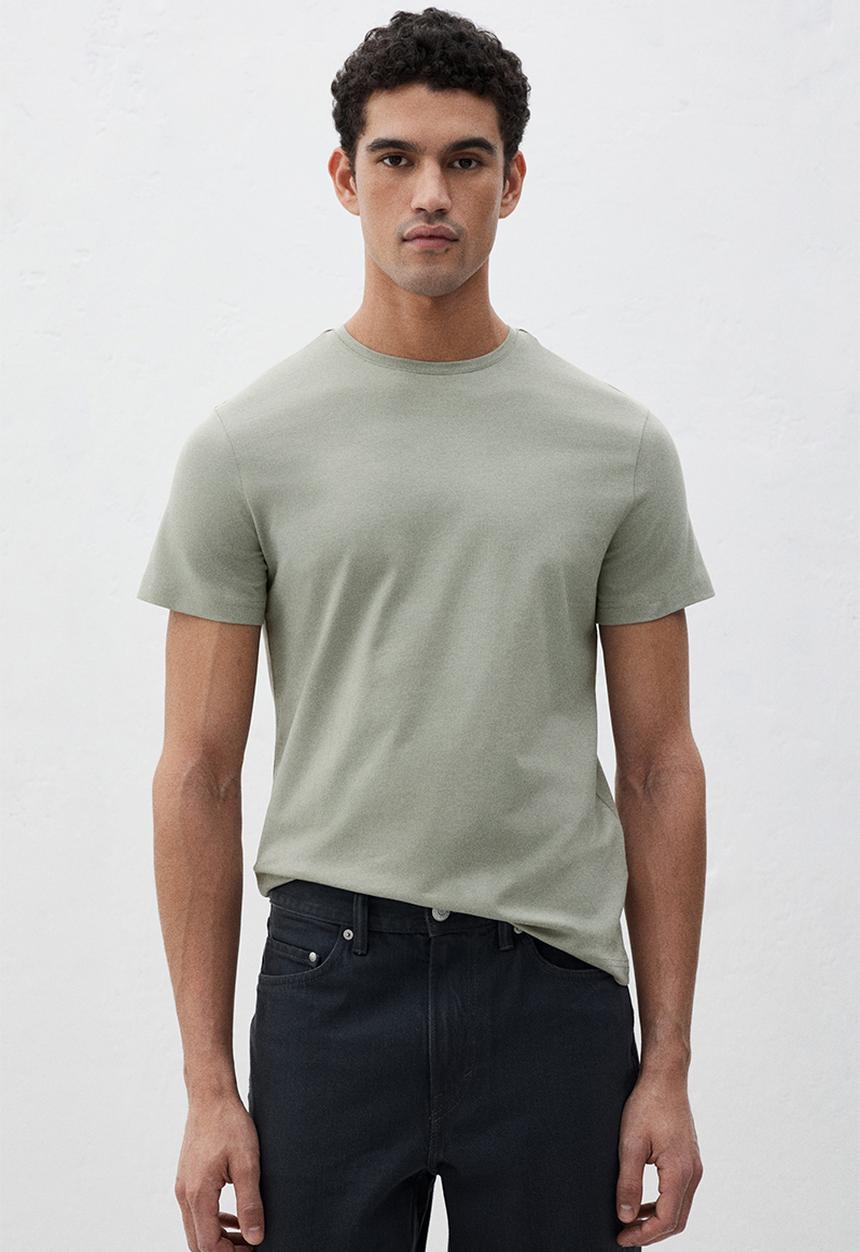 H&M - Slim fit round-necked t-shirt - light sage green