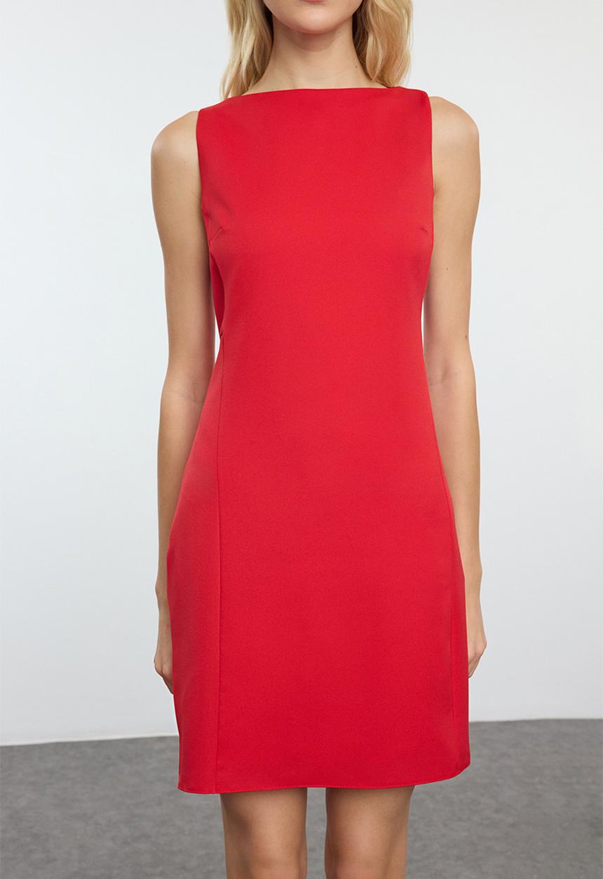 Trendyol - A-line mini lined woven dress - red