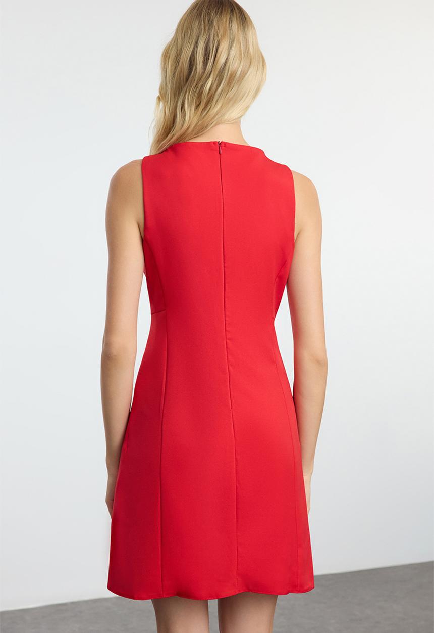 Trendyol - A-line mini lined woven dress - red