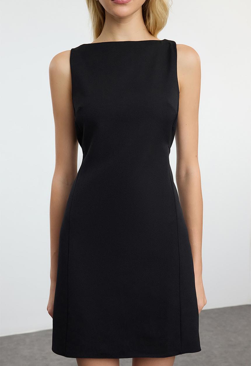 Trendyol - A-line lined mini woven dress - black