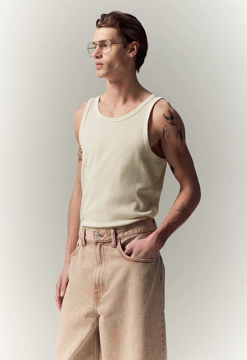 H&M - Slim fit ribbed vest top - beige