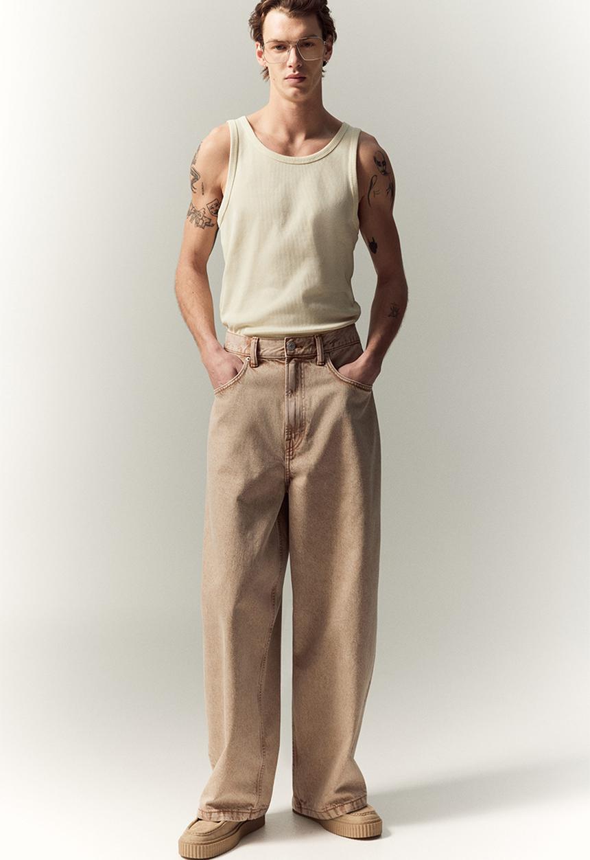 H&M - Slim fit ribbed vest top - beige