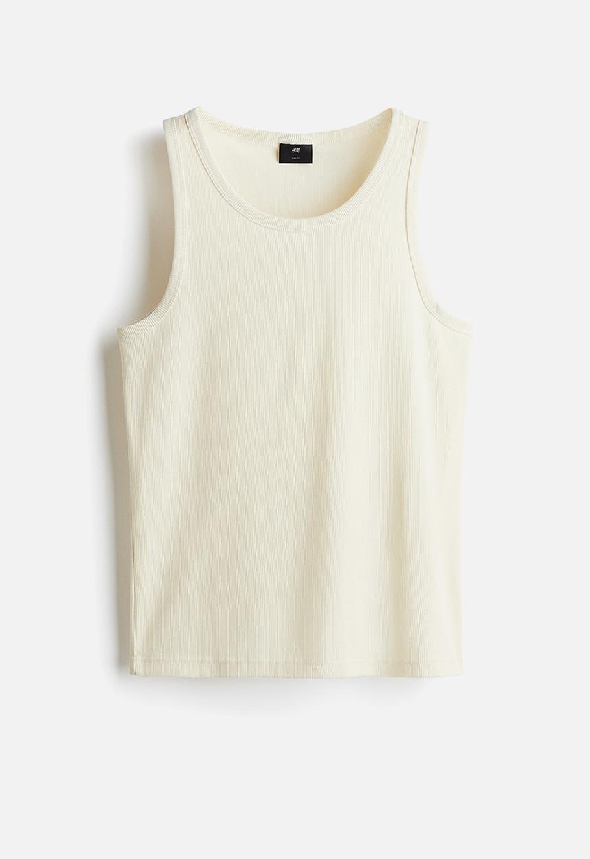 H&M - Slim fit ribbed vest top - beige