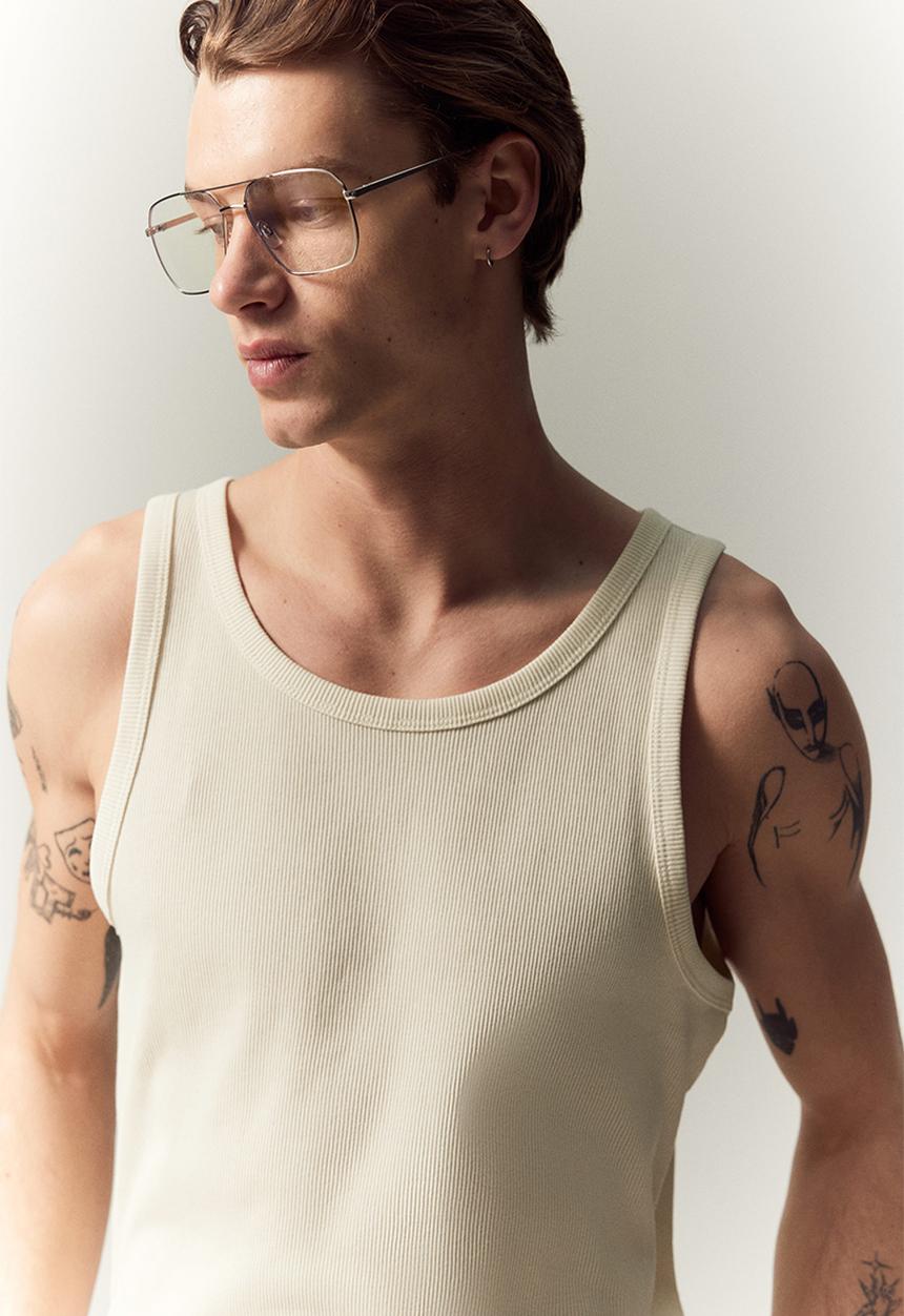H&M - Slim fit ribbed vest top - beige