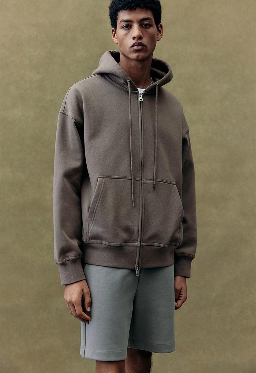 H&M - Oversized fit zip-through hoodie - dark beige