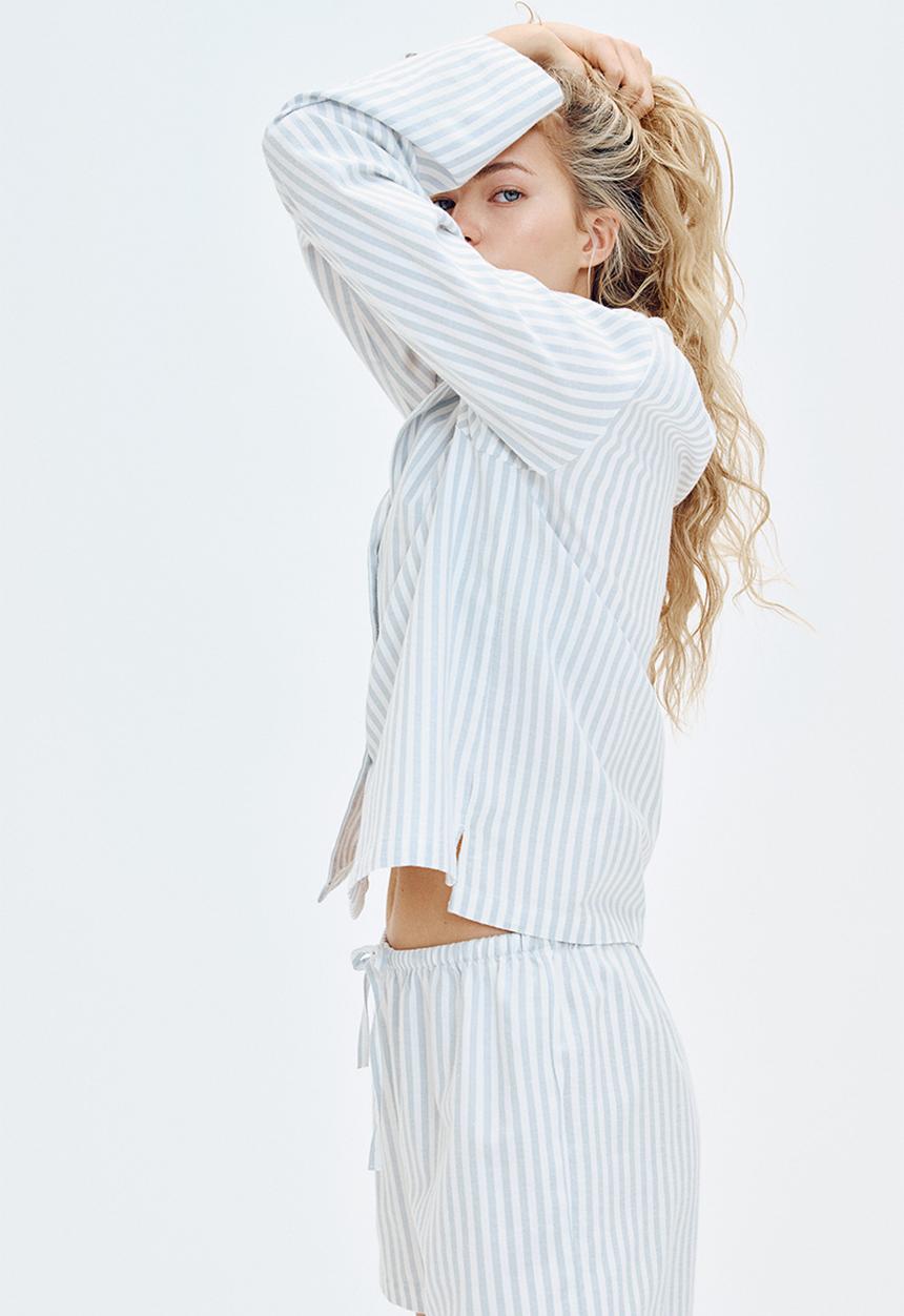 H&M - Flannel pyjamas - light blue striped