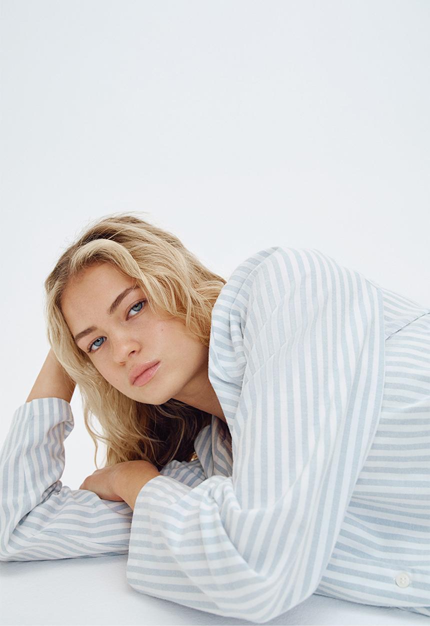 H&M - Flannel pyjamas - light blue striped