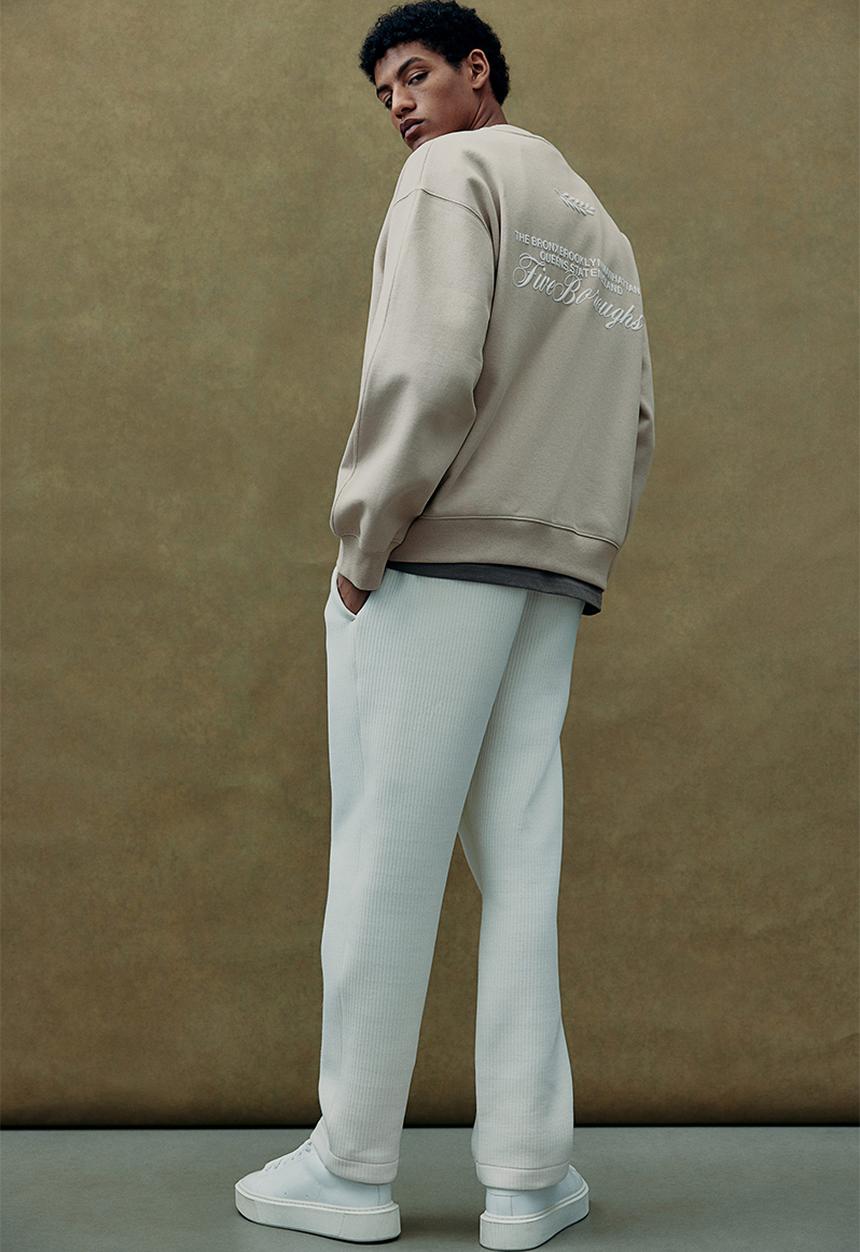 H&M - Loose fit printed sweatshirt - light beige new york