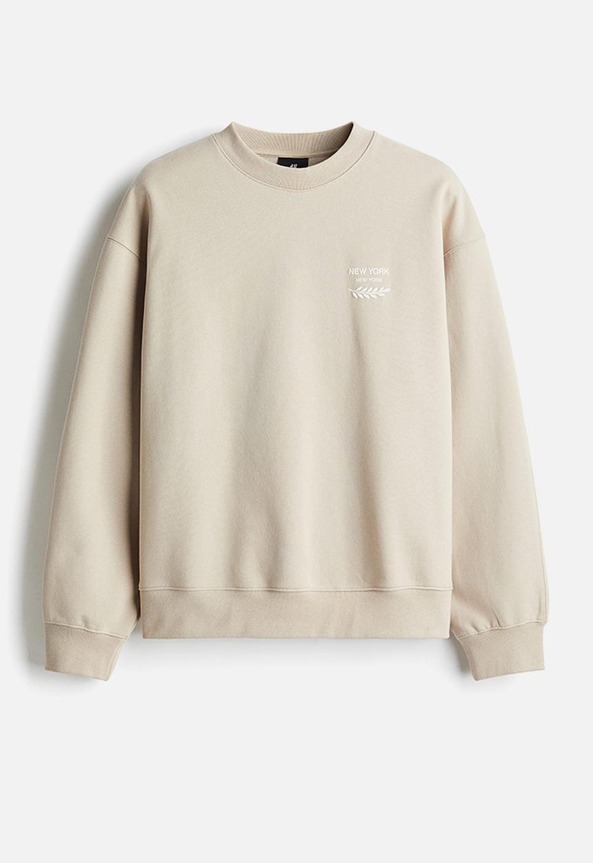 H&M - Loose fit printed sweatshirt - light beige new york