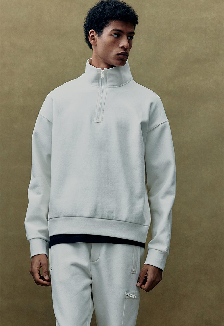 H&M - Loose fit zip-top sweatshirt - cream
