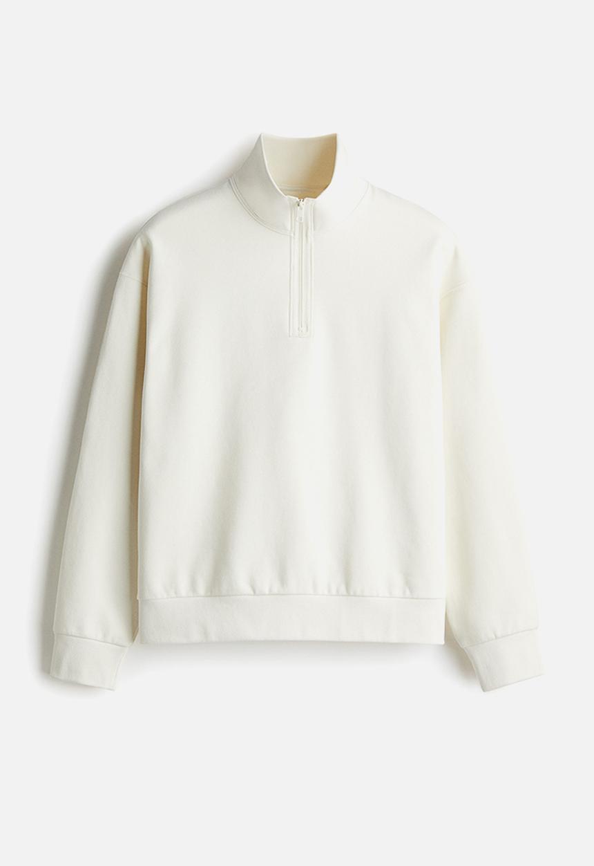 H&M - Loose fit zip-top sweatshirt - cream