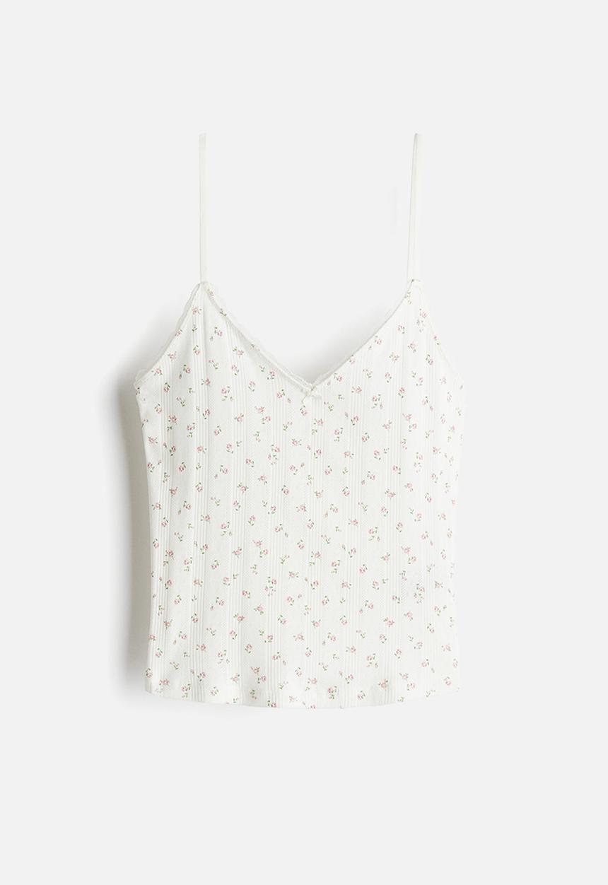 H&M - Pointelle strappy top - white floral