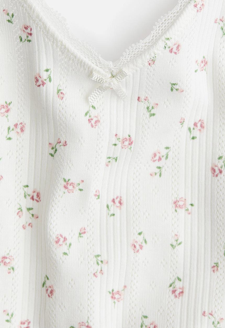 H&M - Pointelle strappy top - white floral
