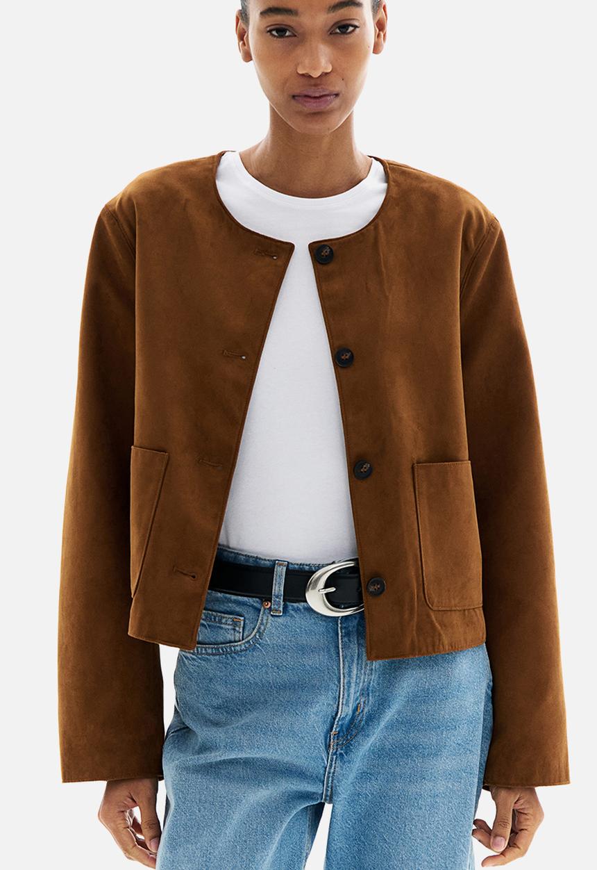 H&M - Collarless jacket - brown