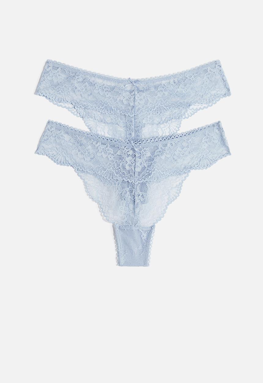 H&M - 2 pack lace thong briefs - light blue