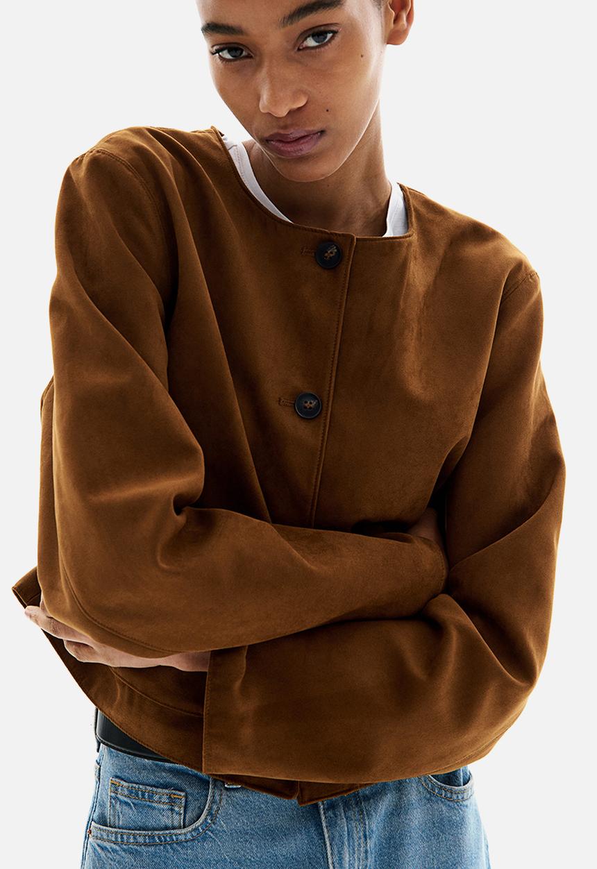 H&M - Collarless jacket - brown