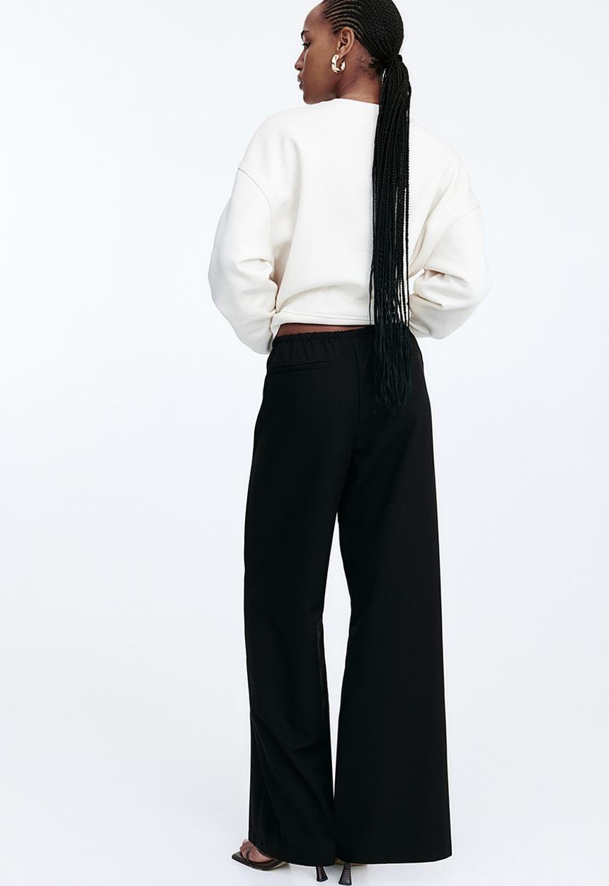 H&M - Twill drawstring trousers - black