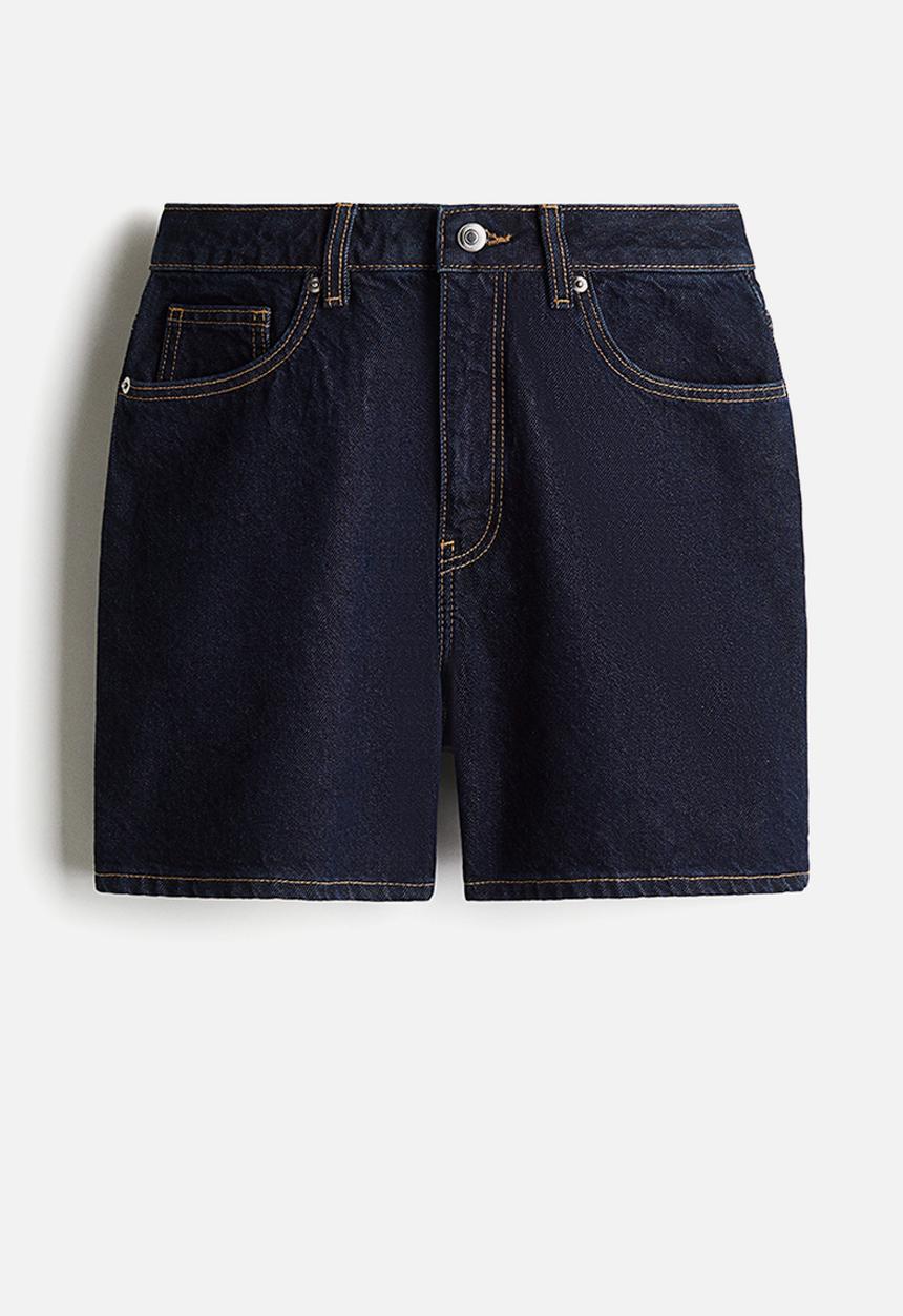 H&M - High denim shorts -dark denim blue
