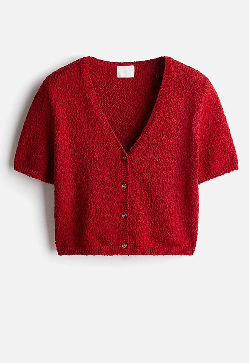 H&M - Slub-knit cardigan - red