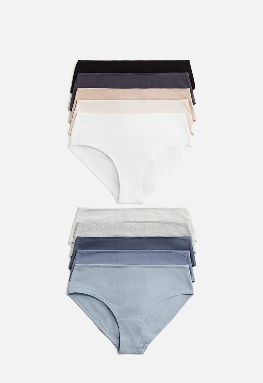H&M - 10 pack cotton hipster briefs - light blue & dusty blue