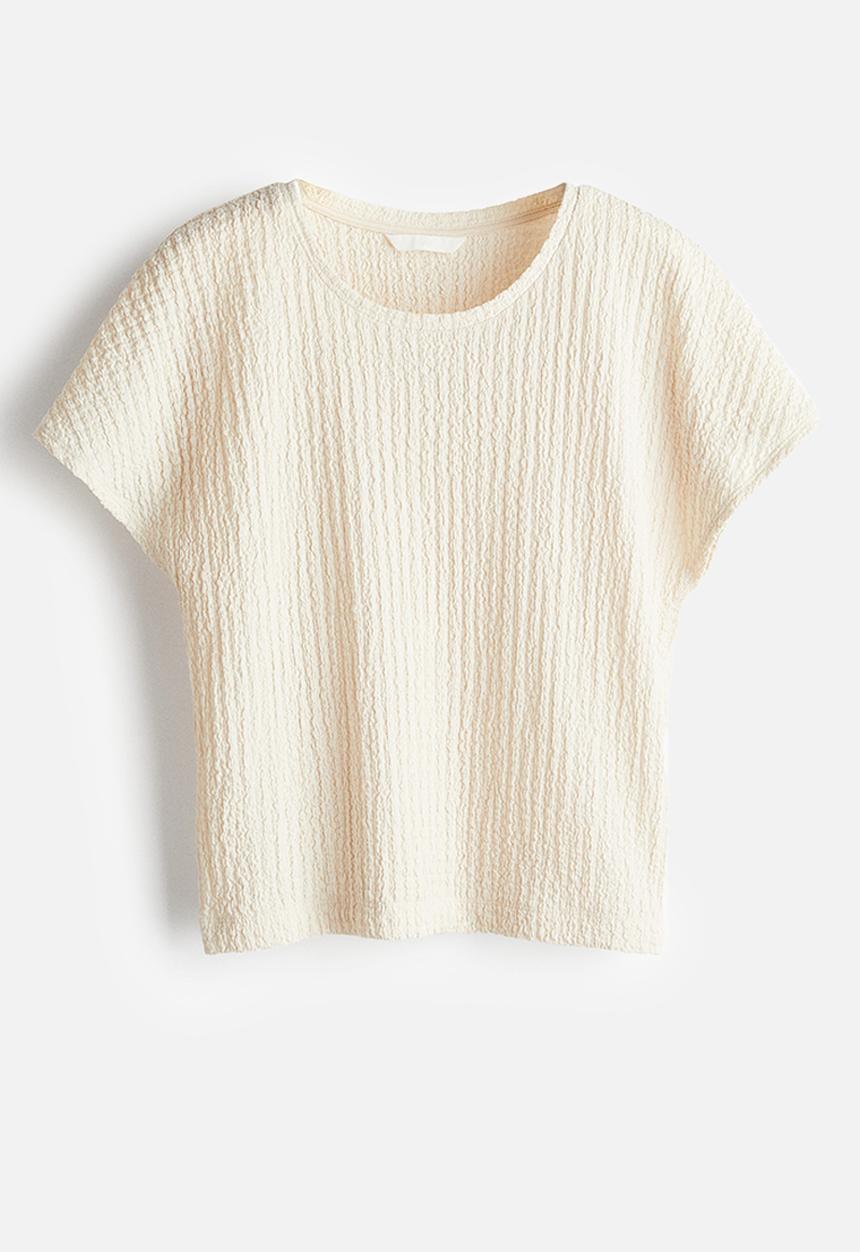 H&M - Textured jersey top - cream