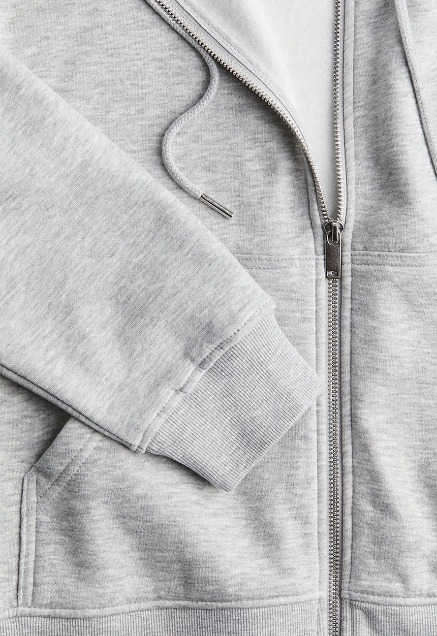H&M - Zip-through hoodie - light grey marl