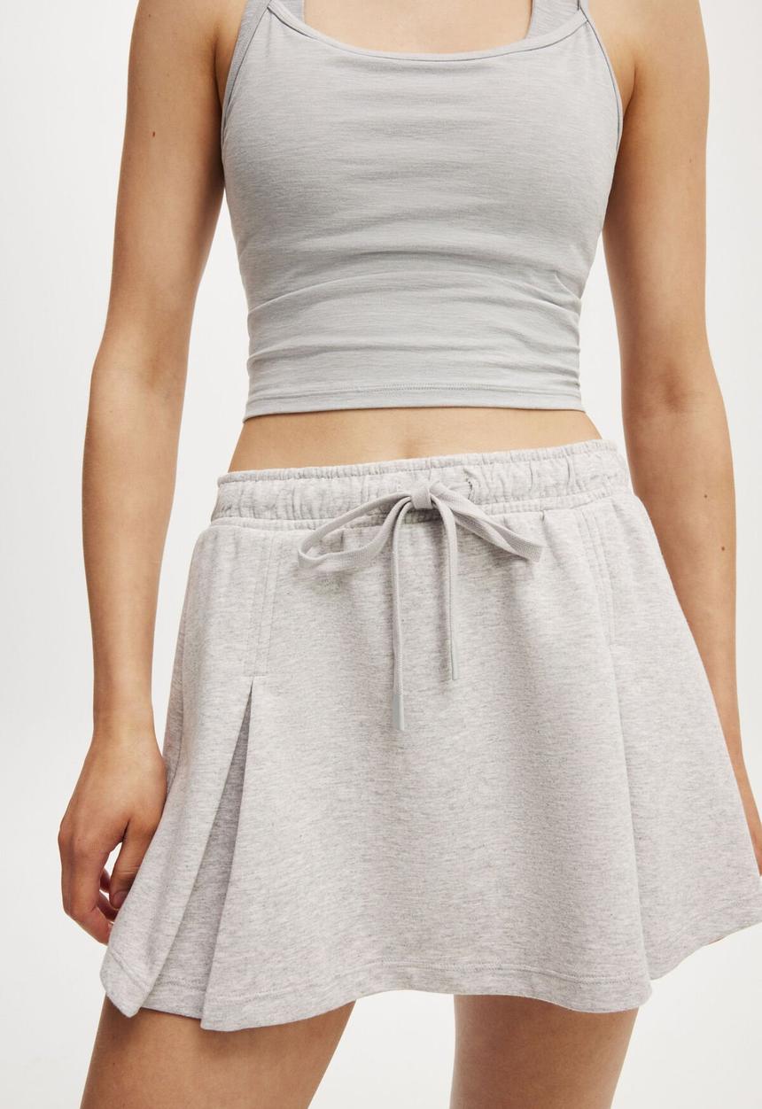 Cotton On - Lifestyle Pleat Skirt - Light Grey Marle
