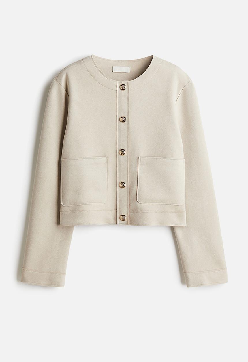 H&M - Pocket-detail cardigan - light beige