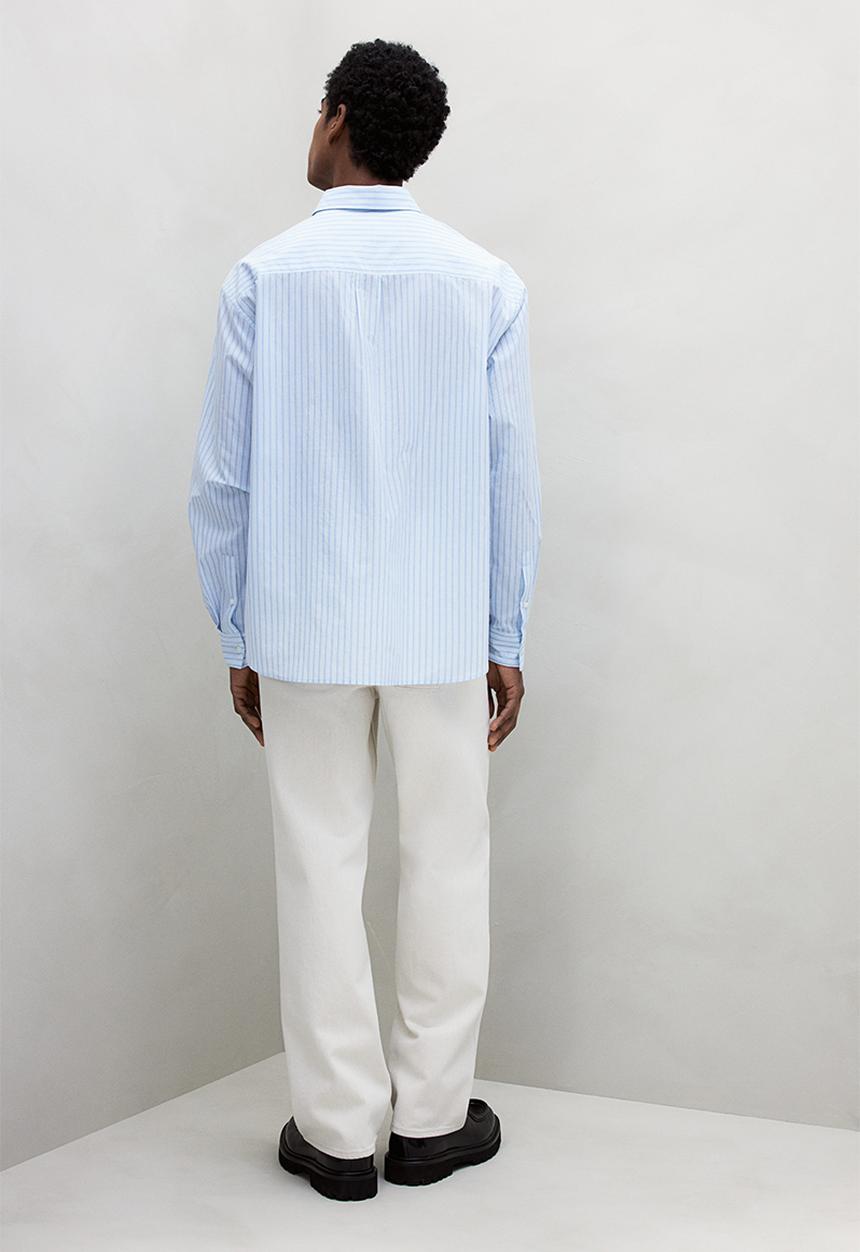 H&M - Loose fit poplin shirt - light blue striped