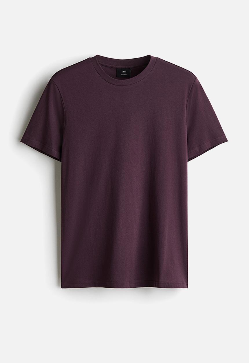 H&M - Regular fit round-neck t-shirt - dark aubergine