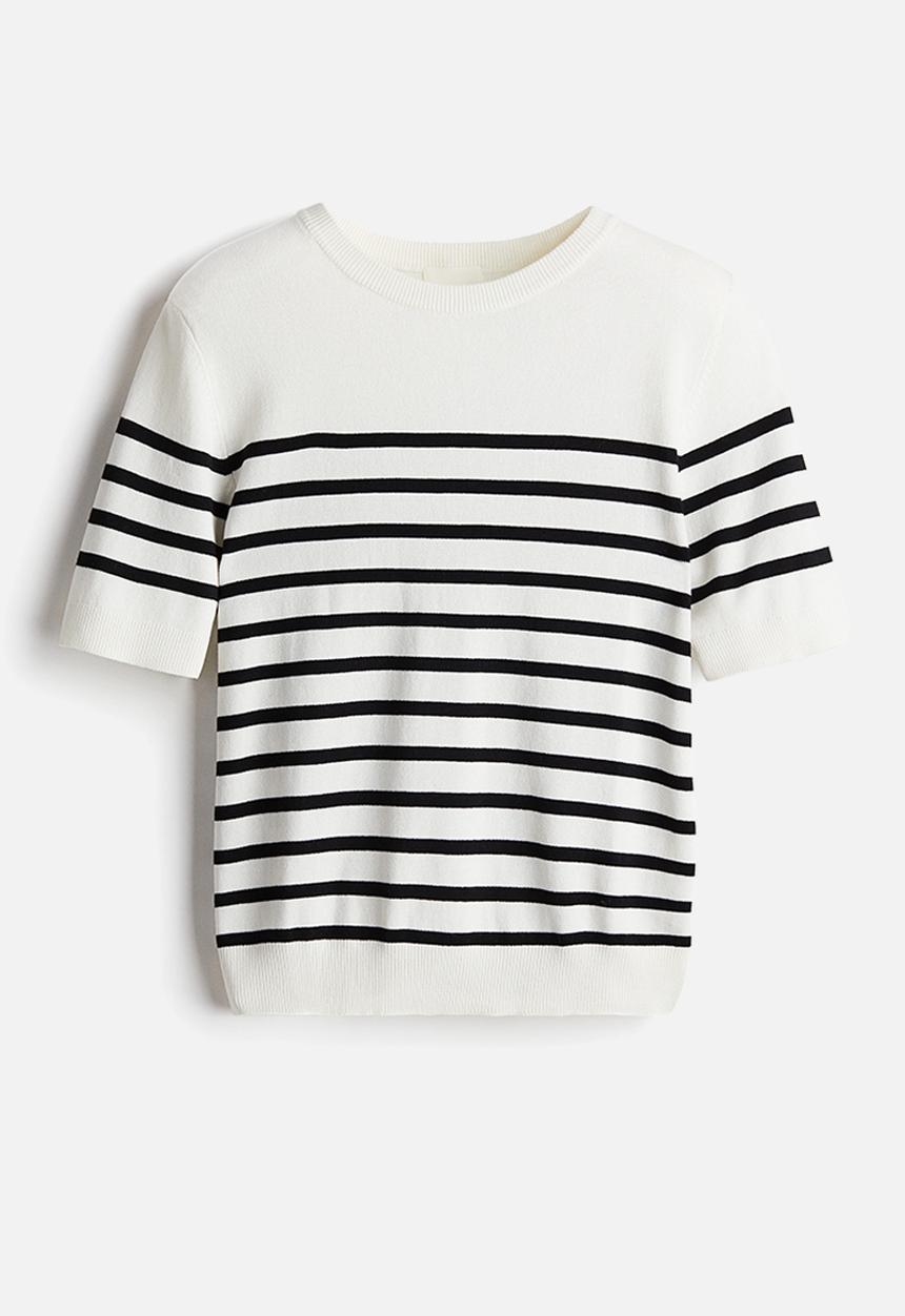 H&M - Fine-knit top - white striped