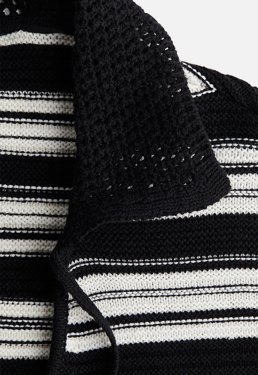 H&M - Collared purl-knit jumper - black striped 