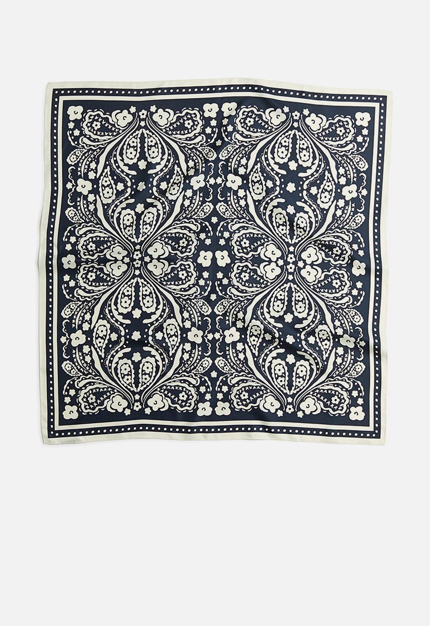 H&M - Patterned scarf - dark blue patterned