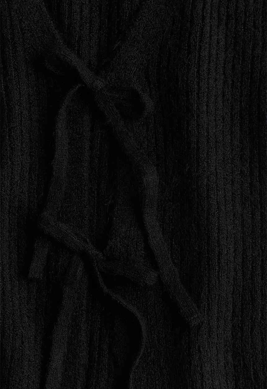 H&M - Tie-detail rib-knit top - black