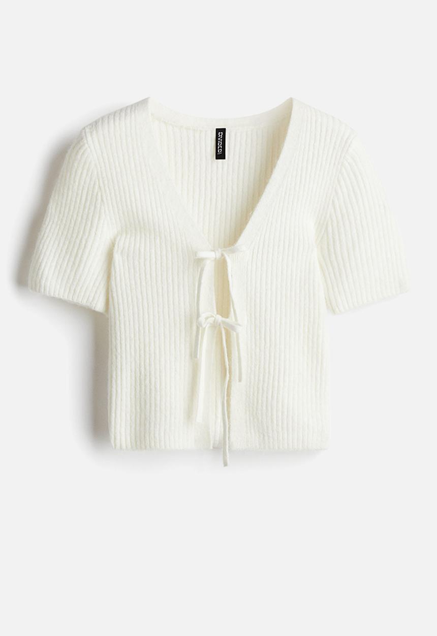 H&M - Tie-detail rib-knit top - white