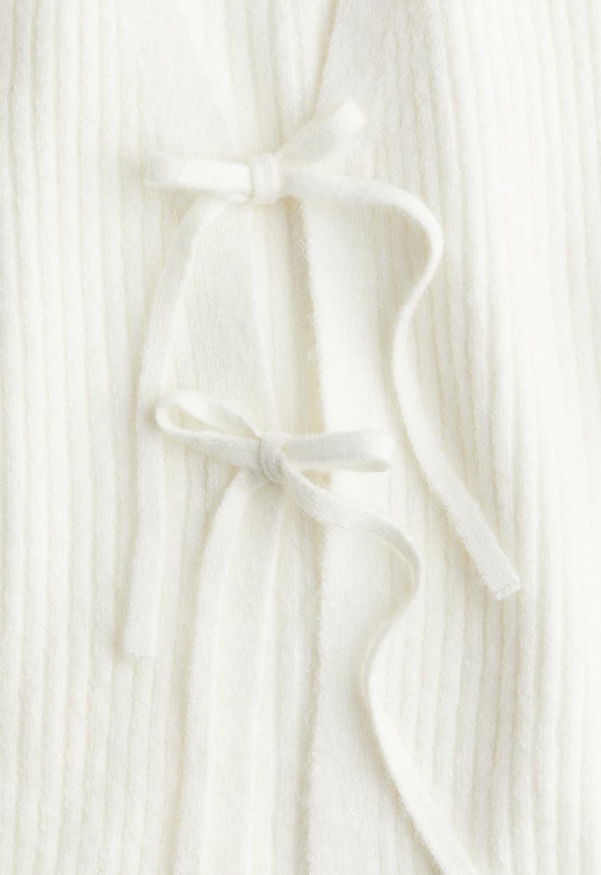 H&M - Tie-detail rib-knit top - white