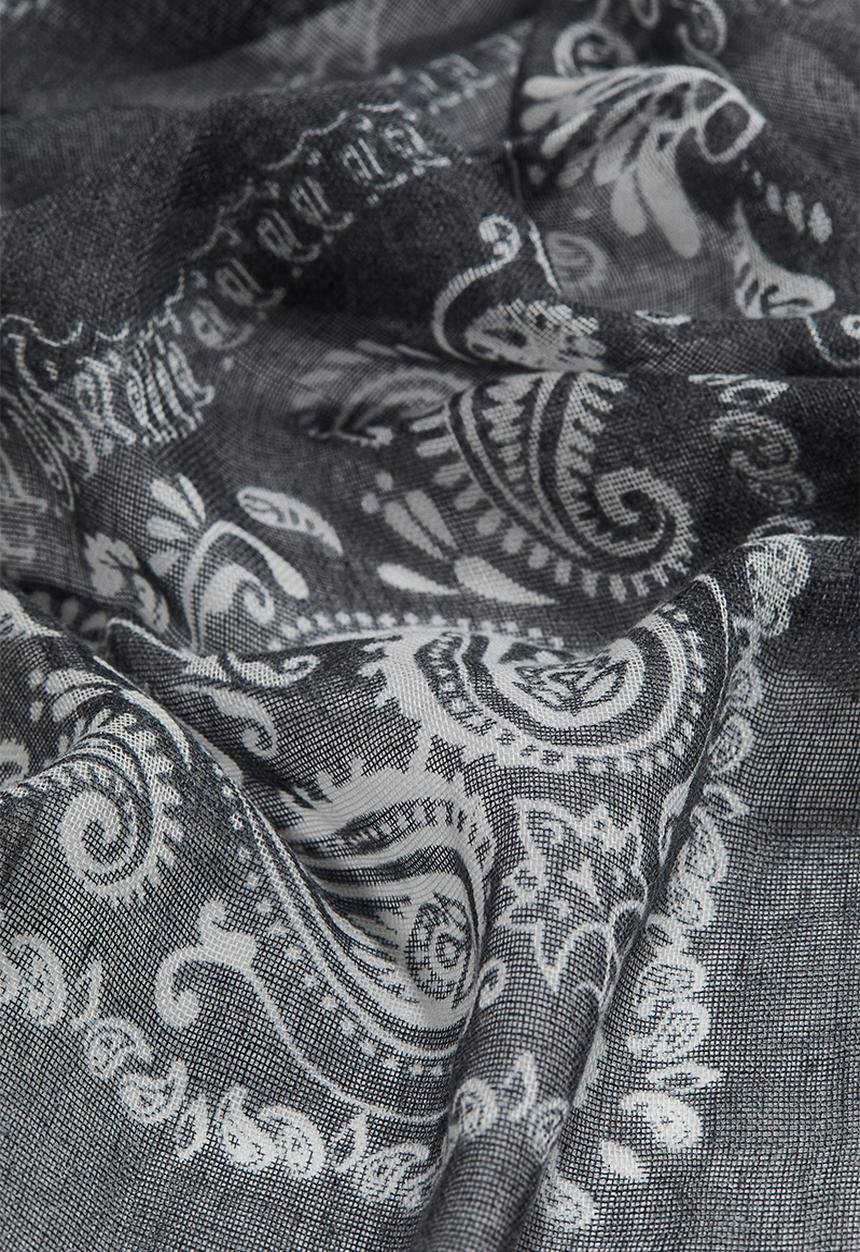 H&M - Patterned scarf - dark grey & paisley-patterned