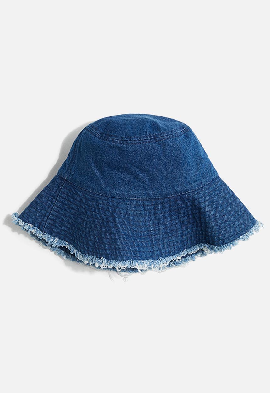 H&M - Frayed-edge denim bucket hat - denim blue