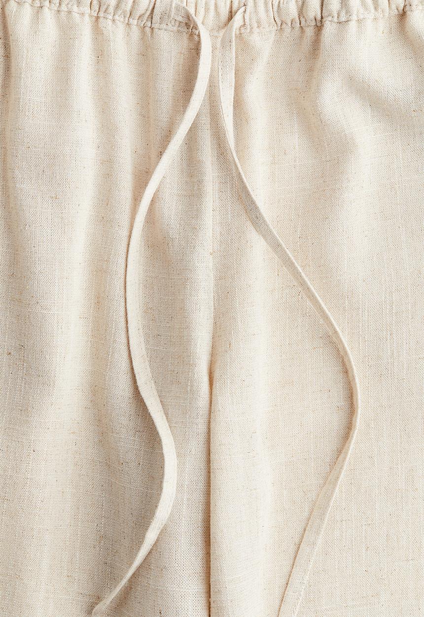 H&M - Straight drawstring trousers - light beige