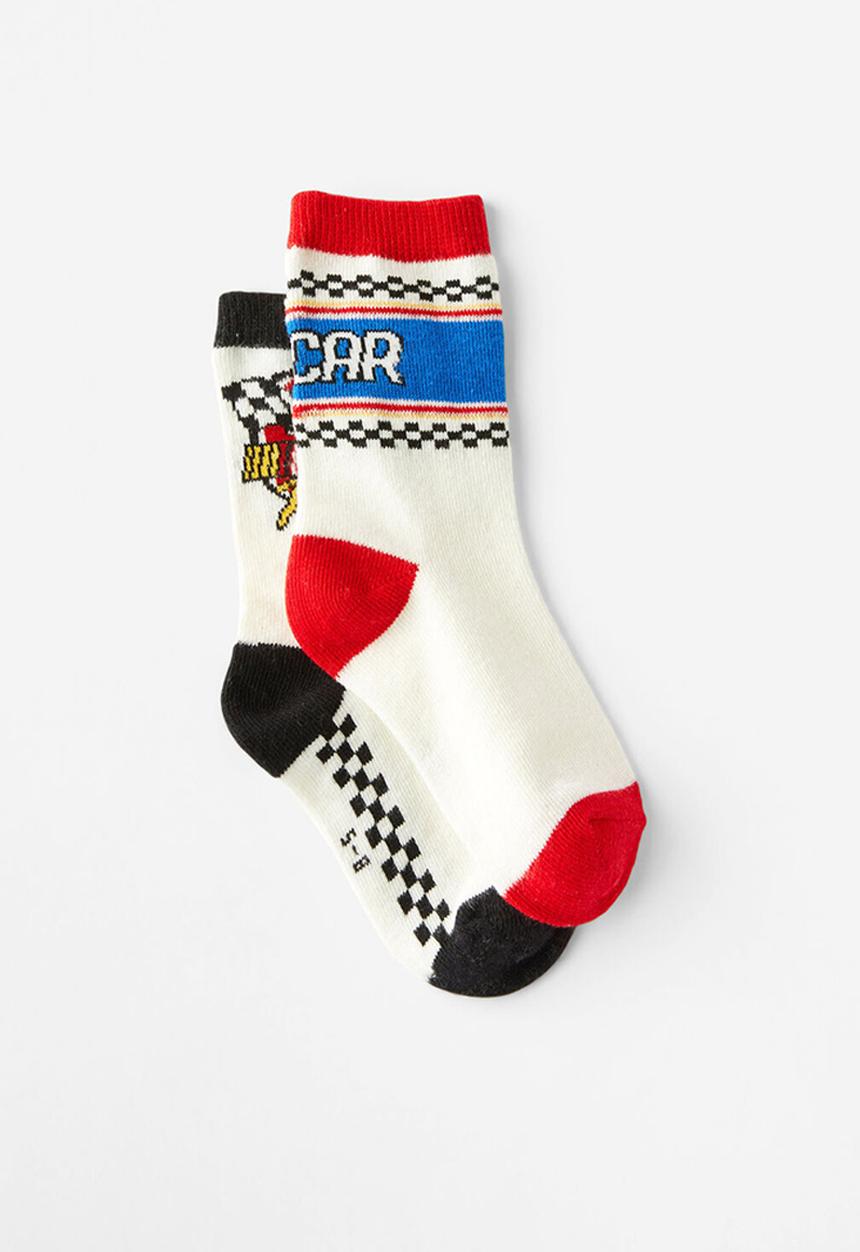 Cotton On - 2 Pack lcn crew sock - lcn nas vanilla/nascar