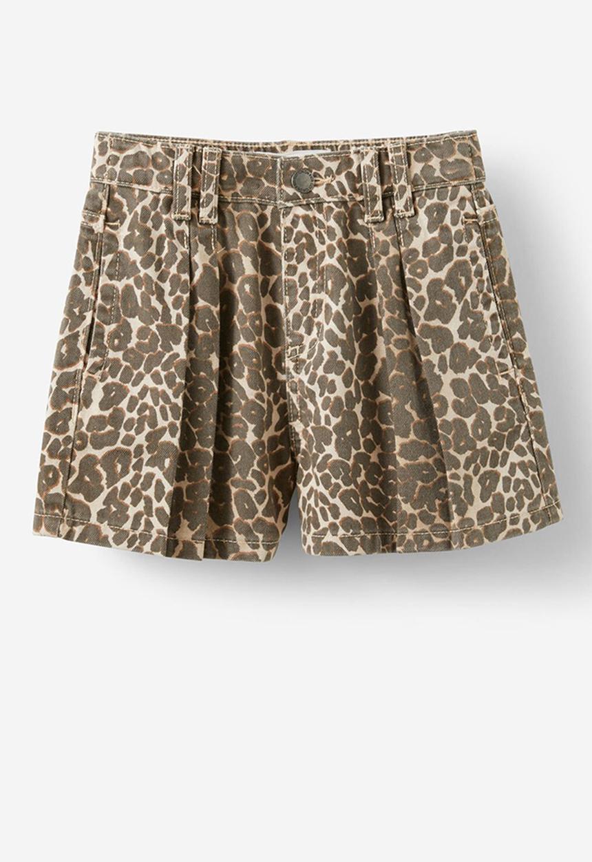 Cotton On - Sarai pleat front denim short - summer leopard