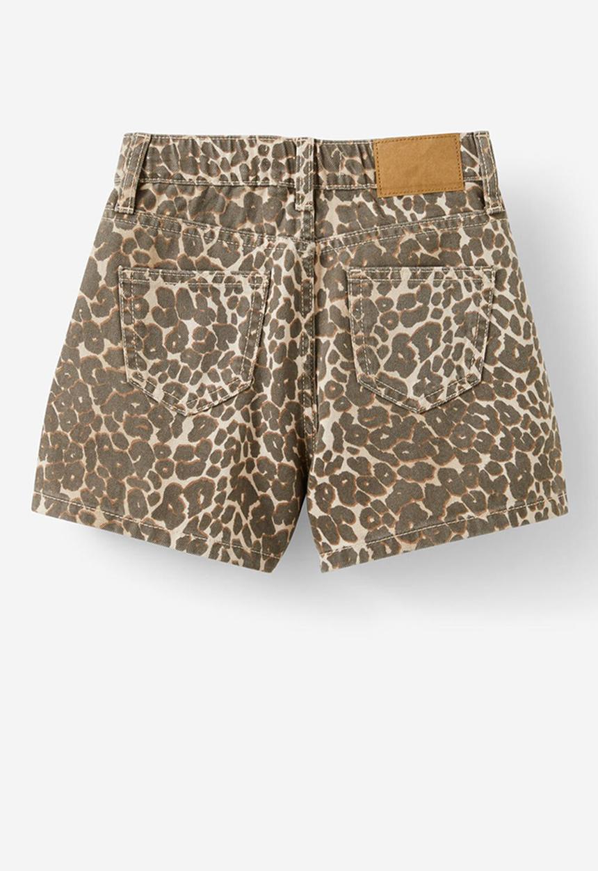Cotton On - Sarai pleat front denim short - summer leopard