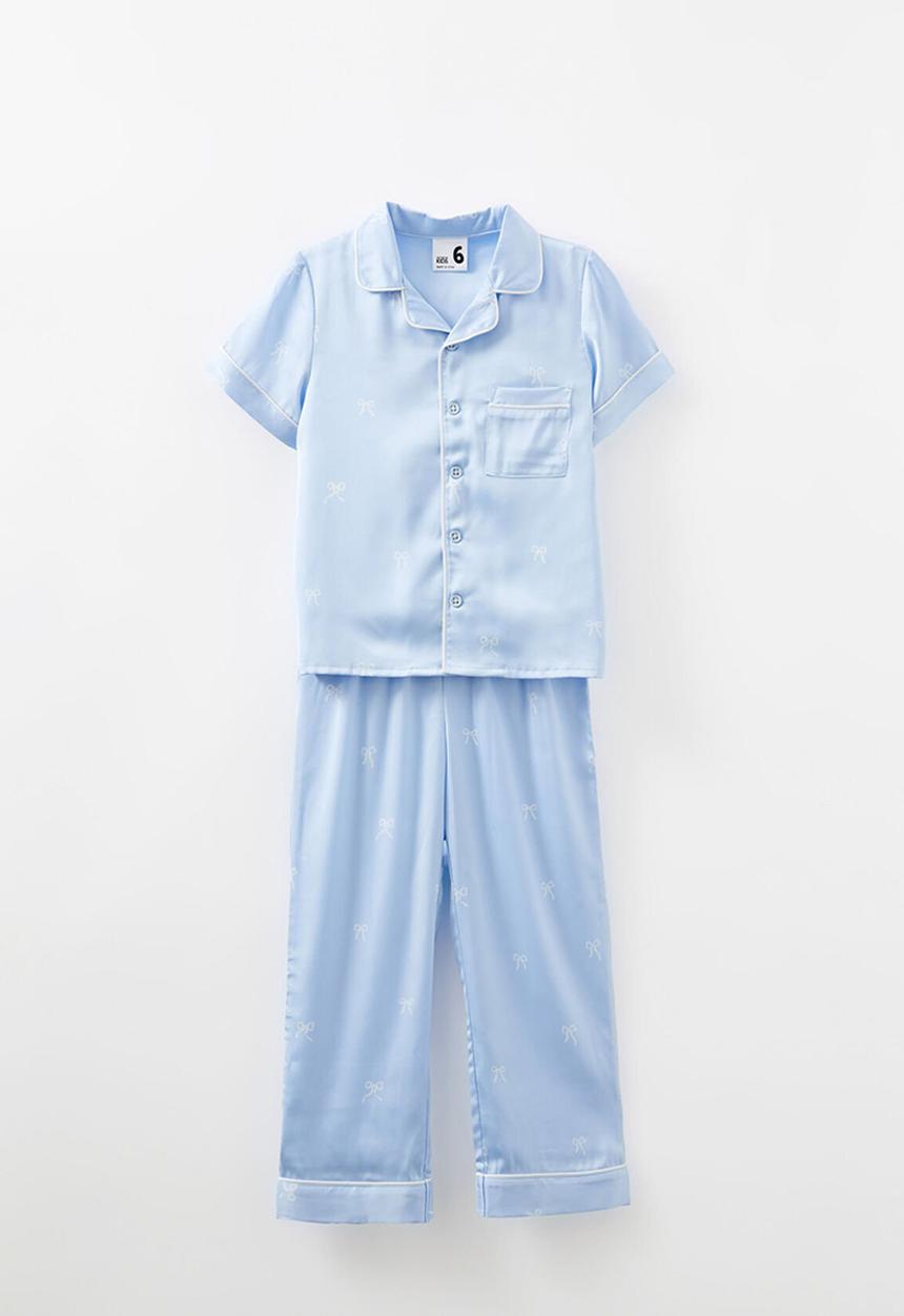 Cotton On - Cassandra short/long pyjama set - dawn blue/ vanilla bow