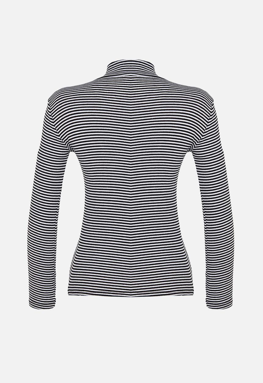 Trendyol - Striped fitted high collar long sleeve ribbed stretchy knitted  -multi