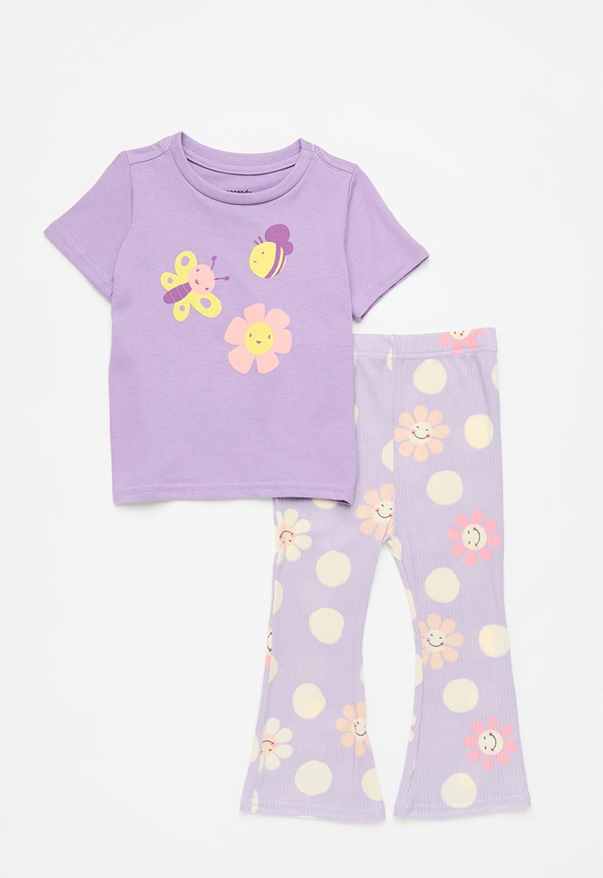 Pop Candy - Tee & flared legging set - lilac