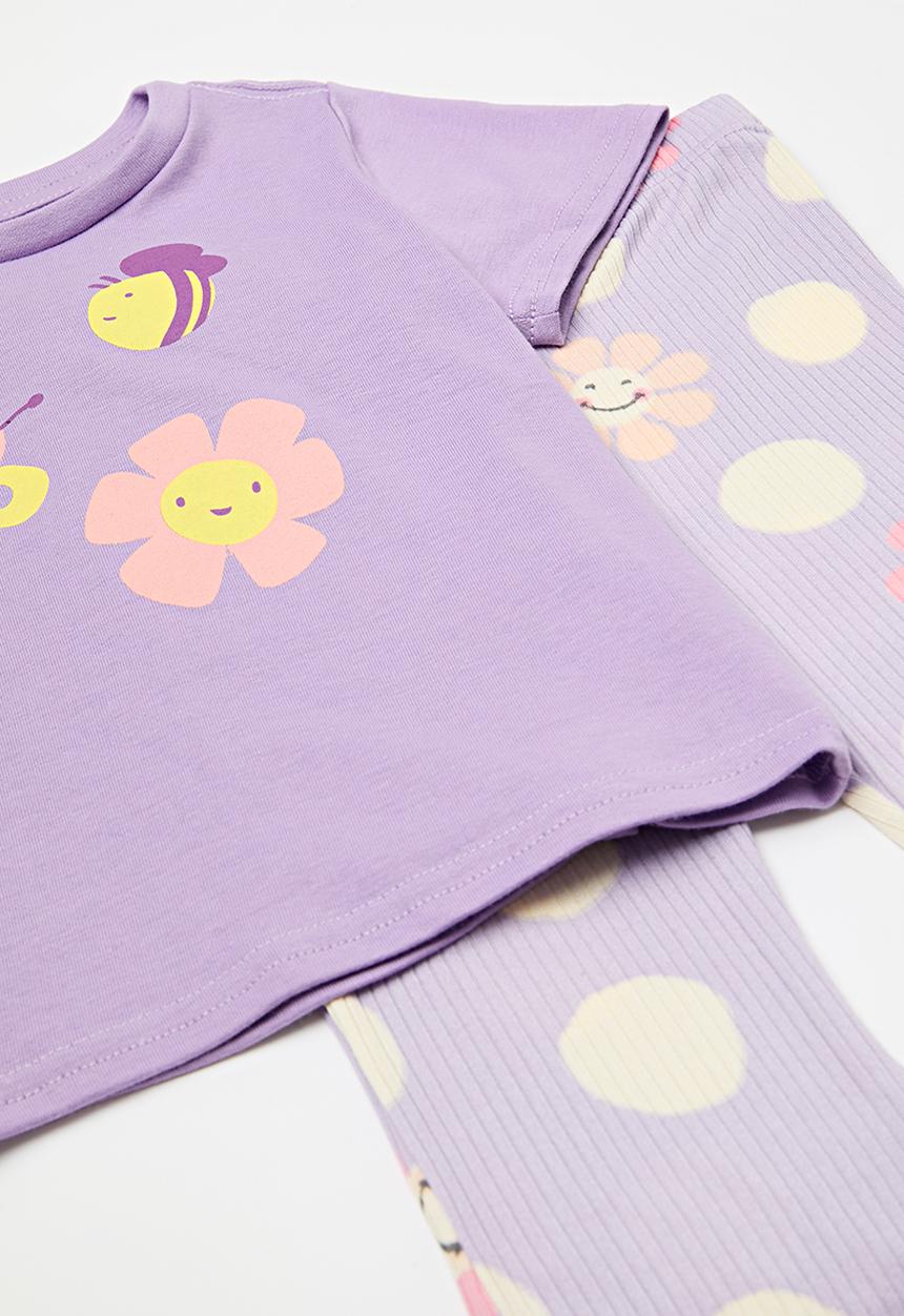 Pop Candy - Tee & flared legging set - lilac